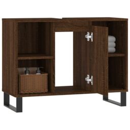 Berkfield Home Bathroom Cabinet Brown Oak 80x33x60 cm Engineered Wood - Size: 80 x 33 x 60 cm - thumbnail 4