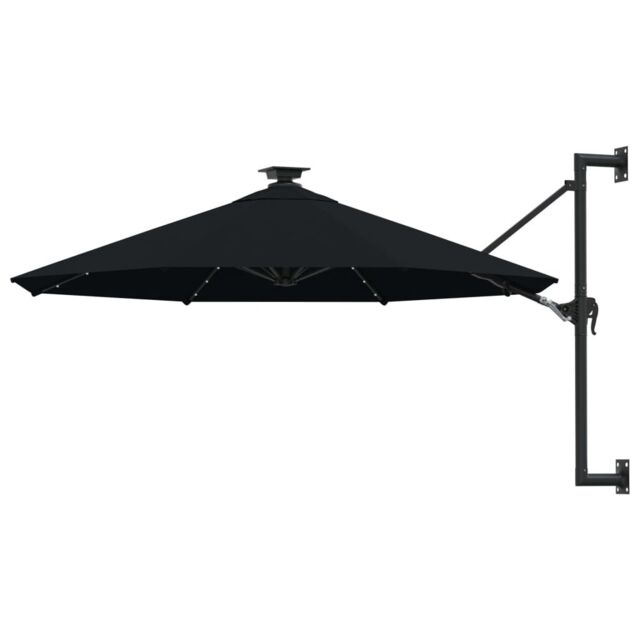 Berkfield Home Wall-mounted Parasol with LEDs & Metal Pole 300 cm Black - image 1