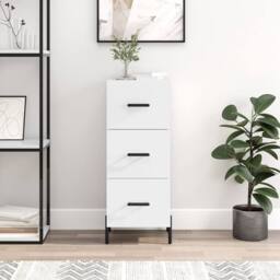 Berkfield Home Sideboard High Gloss White 34.5x34x90 cm Engineered Wood - thumbnail 2