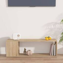 Berkfield Home TV Cabinet Sonoma Oak 100x24x32 cm Engineered Wood in Tan - Size: 100 x 24 x 32 cm - thumbnail 5