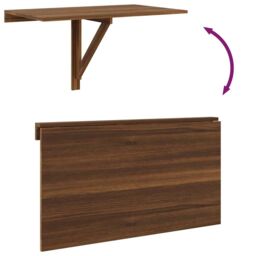 Berkfield Home Folding Wall Table Brown Oak 100x60x56 cm Engineered Wood - Size: 100 x 60 x 56 cm - thumbnail 8