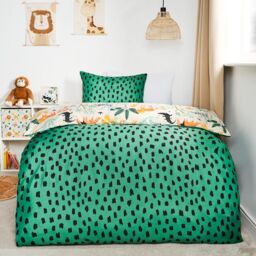 OHS Safari Duvet Cover Set Reversible Quilt Soft Pillowcase Bedding in Green - Size: Single - thumbnail 2