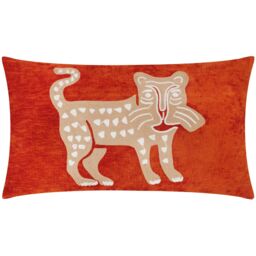 Wylder Tropics Dynasty Leopard Abstract Polyester Filled Cushion in Orange - Size: 30 cm x 50 cm