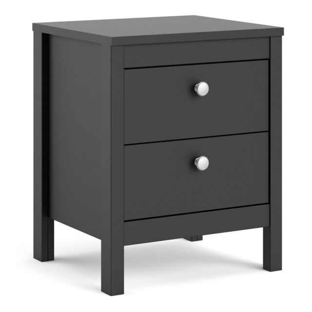 Furniture To Go Madrid Bedside Table 2 Drawers in Black - image 1
