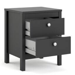 Furniture To Go Madrid Bedside Table 2 Drawers in Black - thumbnail 4