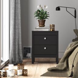 Furniture To Go Madrid Bedside Table 2 Drawers in Black - thumbnail 5
