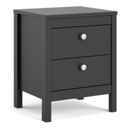Furniture To Go Madrid Bedside Table 2 Drawers in Black - thumbnail 1
