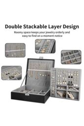 SHEONLY Women's Double Tier Travel Jewelry Storage Box in Black - thumbnail 4