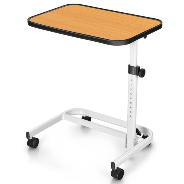VOGREX Overbed Table with Tilting & Height Adjust Wheels in Natural - image 1