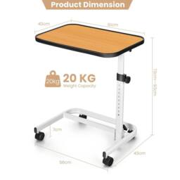 VOGREX Overbed Table with Tilting & Height Adjust Wheels in Natural - thumbnail 2