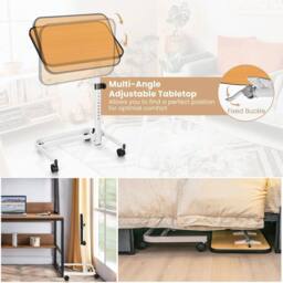 VOGREX Overbed Table with Tilting & Height Adjust Wheels in Natural - thumbnail 4