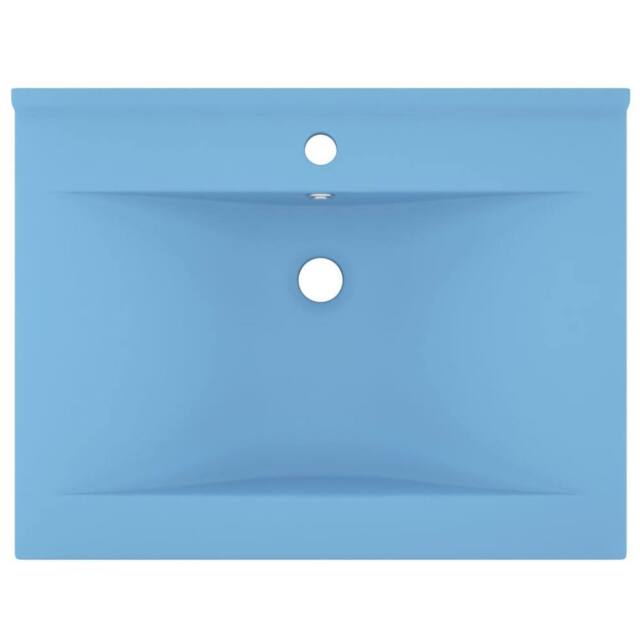 Berkfield Home Luxury Basin with Faucet Hole Matt Light Blue 60x46 cm Ceramic - image 1