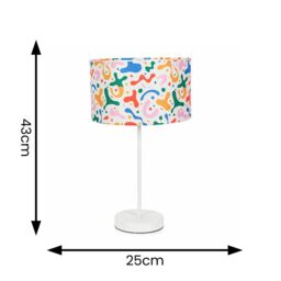 ValueLights Charlie White Metal Single Stem Table Lamp with Abstract Lamp Shade & LED Bulb - thumbnail 4