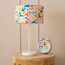 ValueLights Charlie White Metal Single Stem Table Lamp with Abstract Lamp Shade & LED Bulb - thumbnail 3