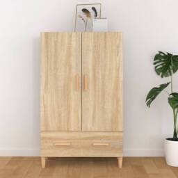 Berkfield Home Highboard Sonoma Oak 70x31x115 cm Engineered Wood in Light Beige - Size: 70 x 31 x 115 cm - thumbnail 2