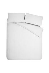 Catherine Lansfield Crinkle Seersucker Duvet Cover Set in White - Size: Super King - thumbnail 5