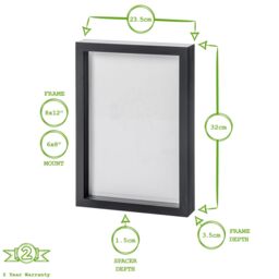 "Nicola Spring 3D Shadow Box Frames with A5 Mount - A4 (8"" x 12"") - Black Mount - Pack of 2 in Grey" - thumbnail 4
