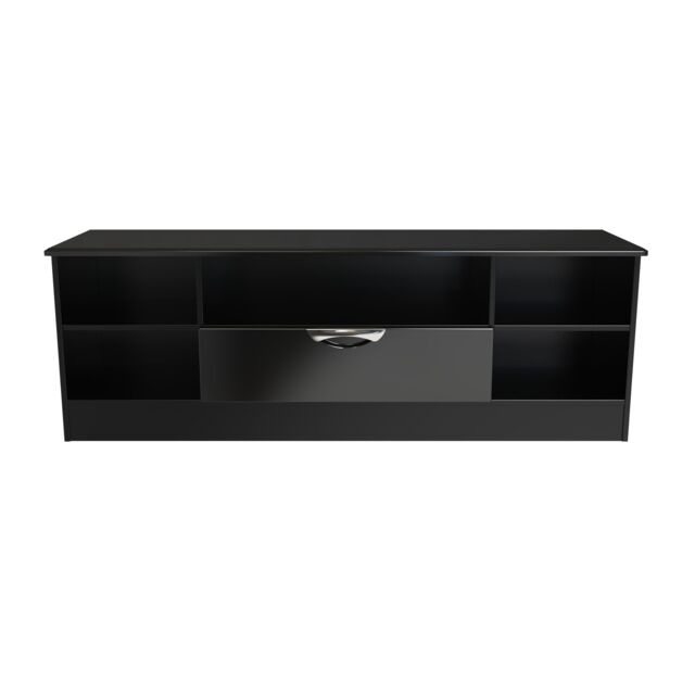 Ready Assembled 2 U Holborn Wide 1 Drawer TV & Media Unit (Ready Assembled) in Black - Size: Large - image 1