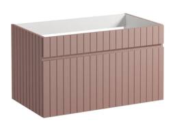 Vente-unique Fluted Wall-Hung Vanity Unit In Pink - 80 Cm - SATARA - thumbnail 5