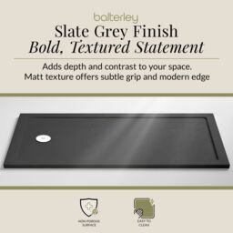 Balterley Resin Bath Replacement Shower Tray Slate Grey 1700 x 700mm - thumbnail 3