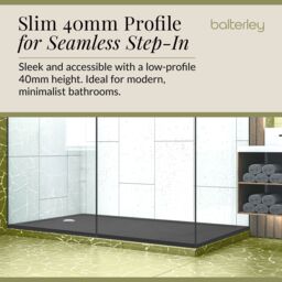 Balterley Resin Bath Replacement Shower Tray Slate Grey 1700 x 700mm - thumbnail 6