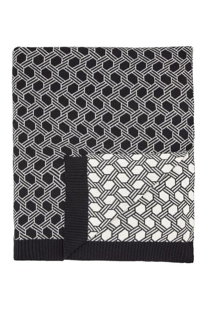 Ted Baker 'Geo Knit' Cotton Throw in Black - Size: 150 cm x 200 cm - image 1