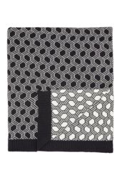 Ted Baker 'Geo Knit' Cotton Throw in Black - Size: 150 cm x 200 cm