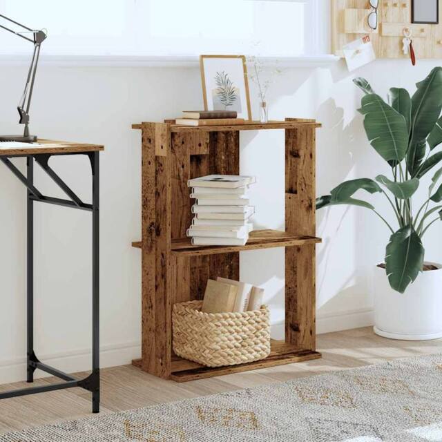Berkfield Home Elegant Bookcase 3-Tier Old Wood 60x30x80 cm Engineered Wood in Brown - Size: 60 x 30 x 80 cm - image 1
