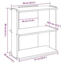 Berkfield Home Elegant Bookcase 3-Tier Old Wood 60x30x80 cm Engineered Wood in Brown - Size: 60 x 30 x 80 cm - thumbnail 9