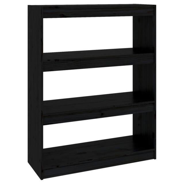 Berkfield Home Book Cabinet/Room Divider Black 80x30x103.5 cm Solid Wood Pine - image 1