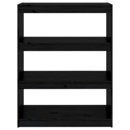 Berkfield Home Book Cabinet/Room Divider Black 80x30x103.5 cm Solid Wood Pine - thumbnail 5