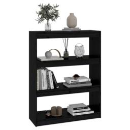 Berkfield Home Book Cabinet/Room Divider Black 80x30x103.5 cm Solid Wood Pine - thumbnail 3