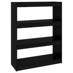 Berkfield Home Book Cabinet/Room Divider Black 80x30x103.5 cm Solid Wood Pine - thumbnail 1