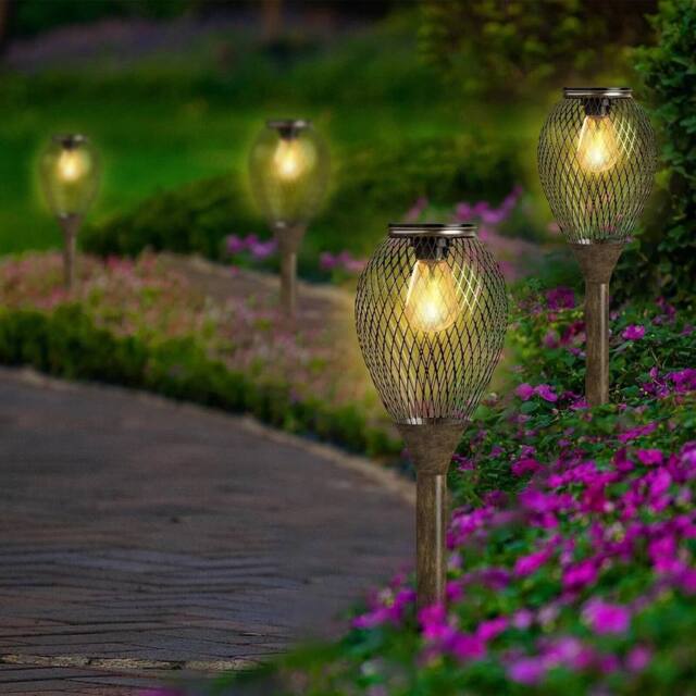Havendro 2 Pack Solar Stake Lights Garden Outdoor Vintage Lamp NEW in Metallics - image 1