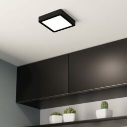 Eglo Fueva 6 Ultra-Slim Tri-Colour Black Square LED Ceiling Light WBS - thumbnail 1