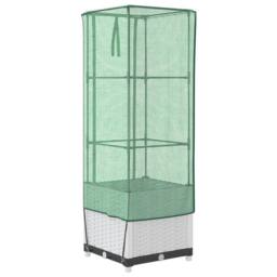 Berkfield Home Raised Bed with Greenhouse Cover Rattan Look 40x40x139 cm in White - Size: 40 x 40 x 139 cm - thumbnail 6