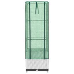 Berkfield Home Raised Bed with Greenhouse Cover Rattan Look 40x40x139 cm in White - Size: 40 x 40 x 139 cm - thumbnail 4