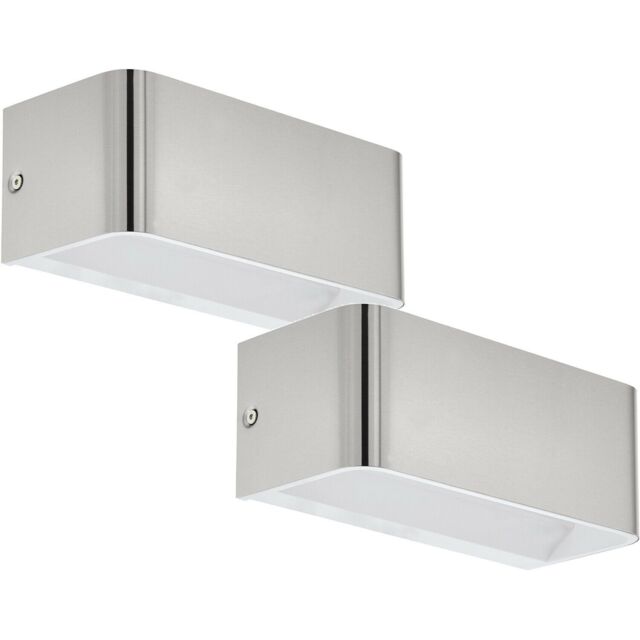 Loops 2 PACK Wall Light Colour Satin Nickel Front Cover Box Structure LED 10W Included in Metallics - image 1
