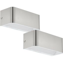 Loops 2 PACK Wall Light Colour Satin Nickel Front Cover Box Structure LED 10W Included in Metallics