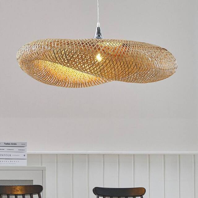 Wyld and Coco Natural Bamboo Pendant Lamp Irregular Shade Ambient Lighting in Brown - image 1