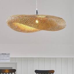 Wyld and Coco Natural Bamboo Pendant Lamp Irregular Shade Ambient Lighting in Brown - thumbnail 1