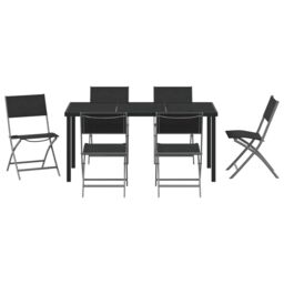 Berkfield Home 7 Piece Garden Dining Set Black Textilene & Steel - thumbnail 7