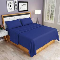 Homes-Linen 100% Egyptian Cotton Thread Count 200 Hotel Quality Flat Sheet in Blue - Size: King - thumbnail 1