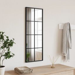 Berkfield Home Wall Mirror Black 30x80 cm Rectangle Iron - thumbnail 1