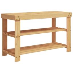 Berkfield Home Shoe Rack 3-Tier 70x27.5x45 cm Bamboo in Light Tan - thumbnail 1