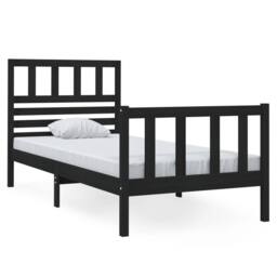 Berkfield Home Bed Frame Black 75x190 cm Small Single Solid Wood - thumbnail 1