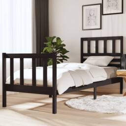 Berkfield Home Bed Frame Black 75x190 cm Small Single Solid Wood - thumbnail 2