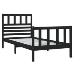 Berkfield Home Bed Frame Black 75x190 cm Small Single Solid Wood - thumbnail 3