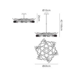 Netlighting Maremagnum Semi Flush Convertible 6 Light G9 Polished Chrome in Silver - thumbnail 2
