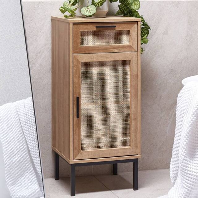 Wyld and Coco Bathroom Cabinet 40 x 92 cm Natural Rattan Front - image 1